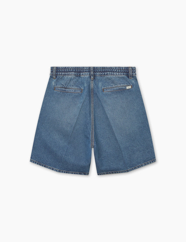 Forét CLAY CREASED DENIM SHORTS - VINTAGE BLUE