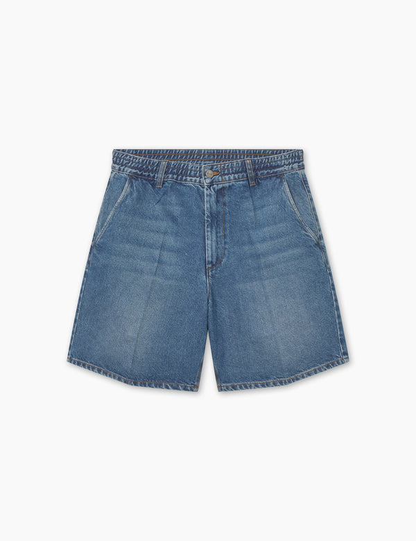 forét CLAY CREASED DENIM SHORTS - VINTAGE BLUE