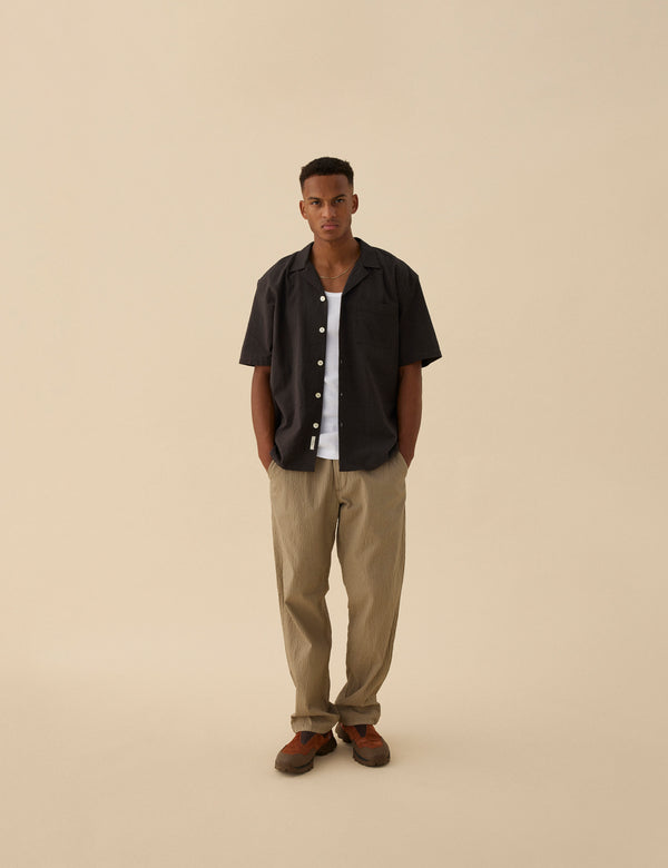 Forét CLAY SEERSUCKER PANTS - TAUPE