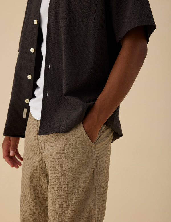 Forét CLAY SEERSUCKER PANTS - TAUPE