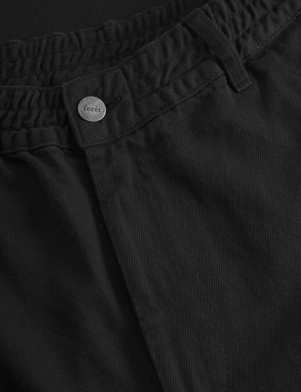 Forét CLAY TWILL PANTS - BLACK