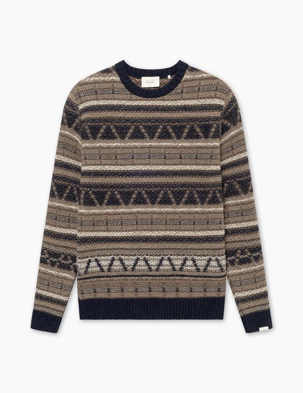 forét CONE JACQUARD KNIT - NAVY