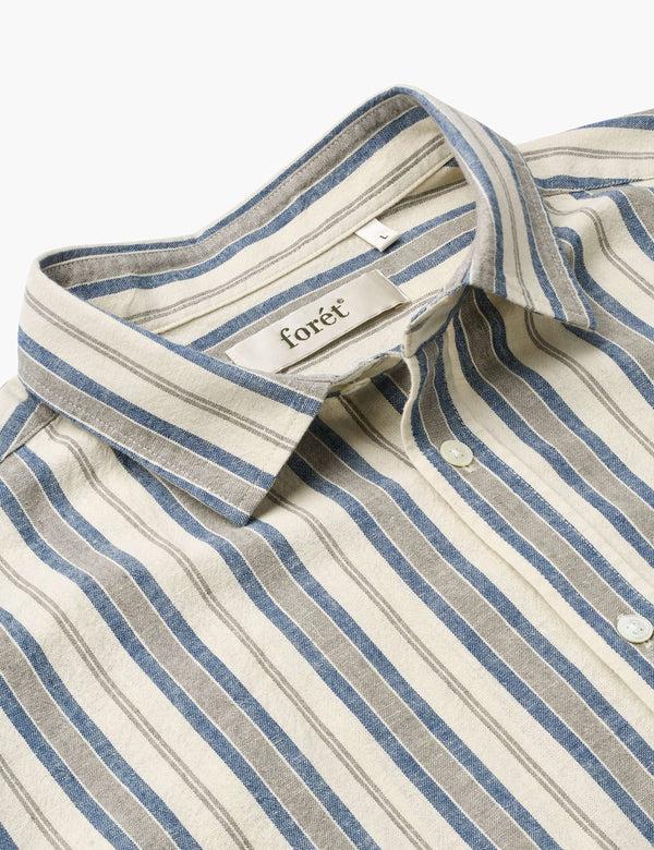 Forét COSMOS LINEN SHIRT - BLUE STRIPE