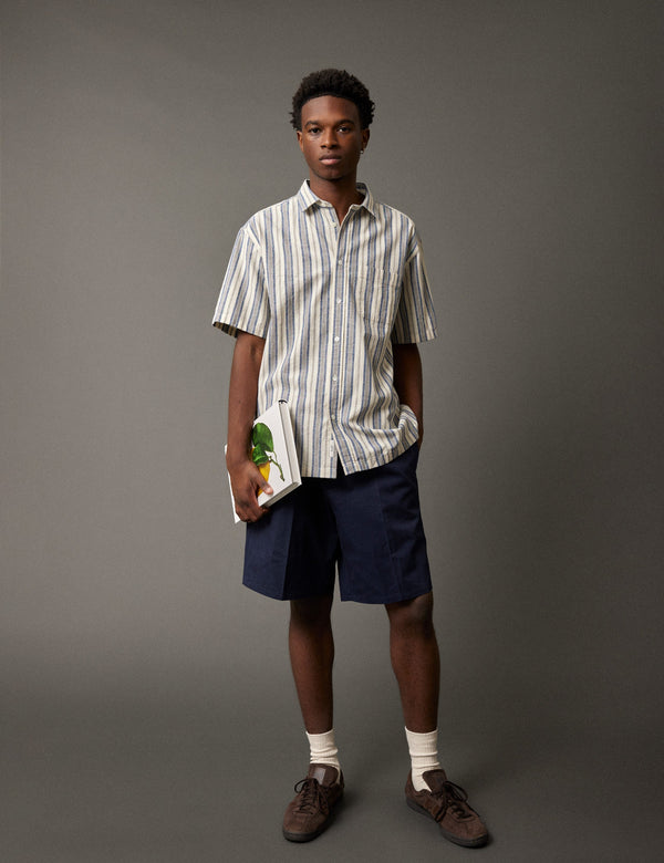 Forét COSMOS LINEN SHIRT - BLUE STRIPE