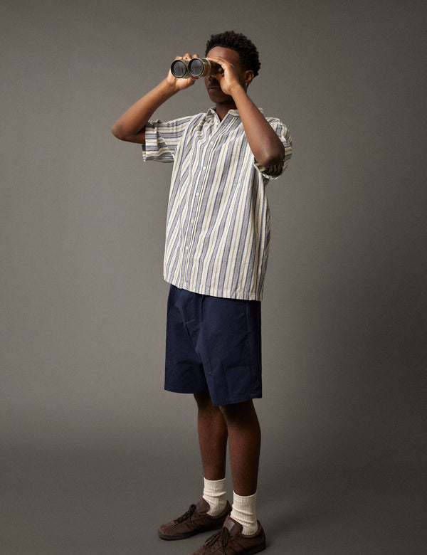 Forét COSMOS LINEN SHIRT - BLUE STRIPE