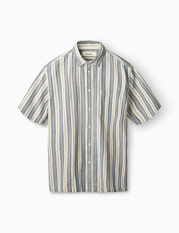 forét COSMOS LINEN SHIRT - BLUE STRIPE