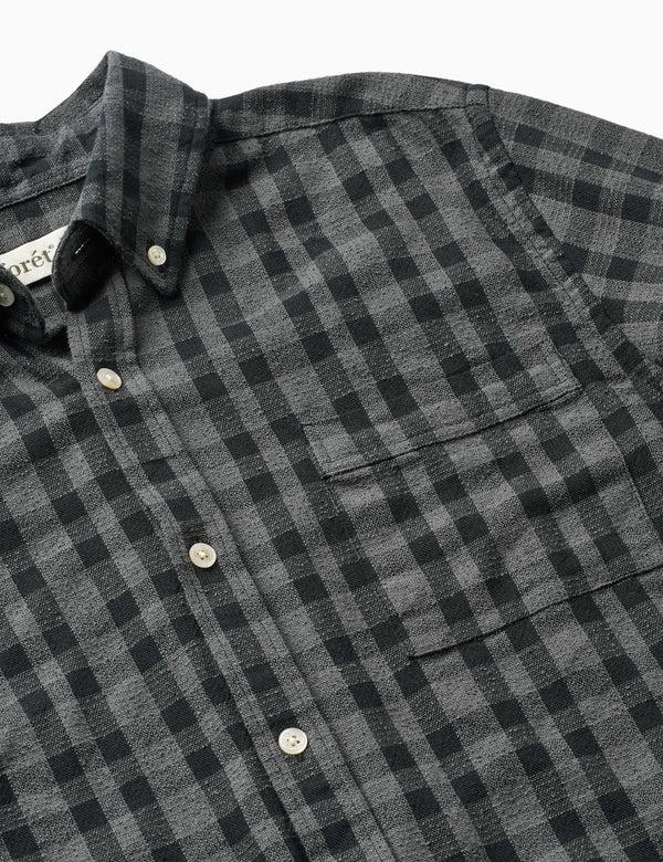 Forét CREEK BOUCLÉ CHECK SHIRT - DARK GREY/BLACK
