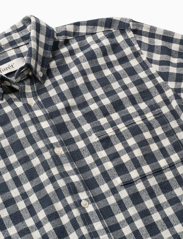 Forét CREEK BOUCLÉ CHECK SHIRT - NAVY/CLOUD