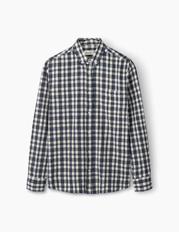 forét CREEK BOUCLÉ CHECK SHIRT - NAVY/CLOUD