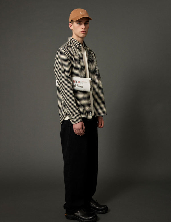 Forét CREEK BRUSHED CHECK SHIRT - BLACK/SAND
