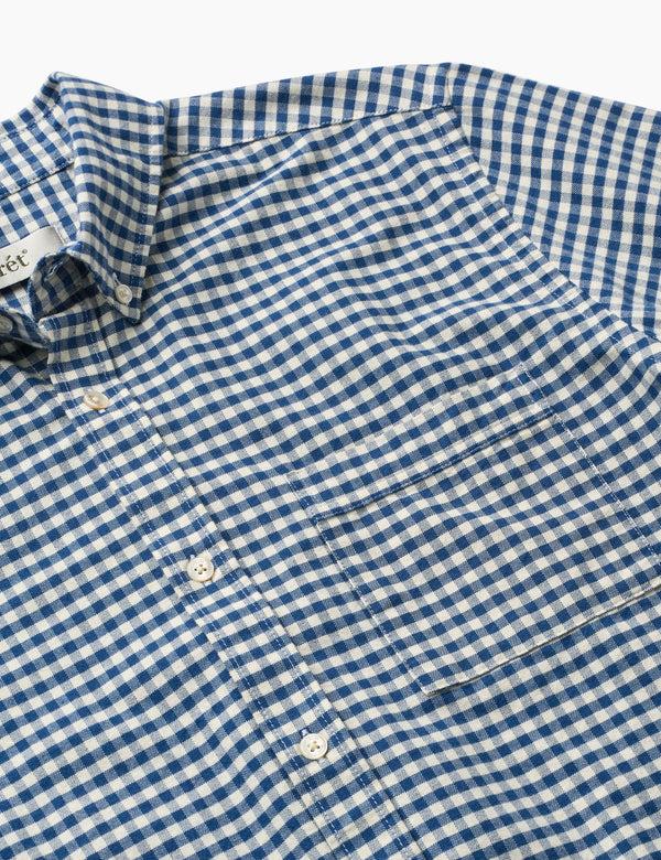 Forét CREEK BRUSHED CHECK SHIRT - BLUE/CLOUD