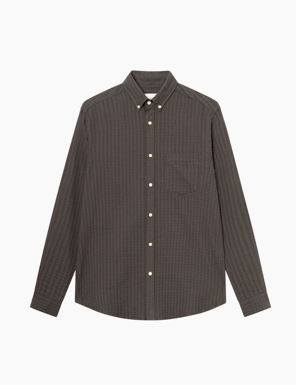 forét DAWN JACQUARD SHIRT - COLD BROWN
