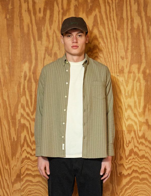Forét DAWN JACQUARD SHIRT - DUSTY OLIVE