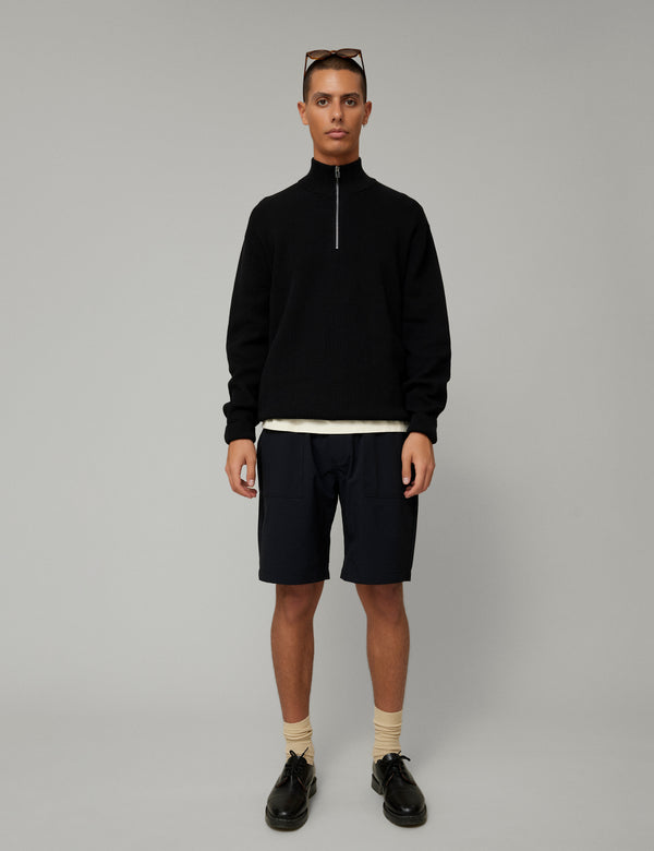 Forét DELTA RIB HALF ZIP - BLACK