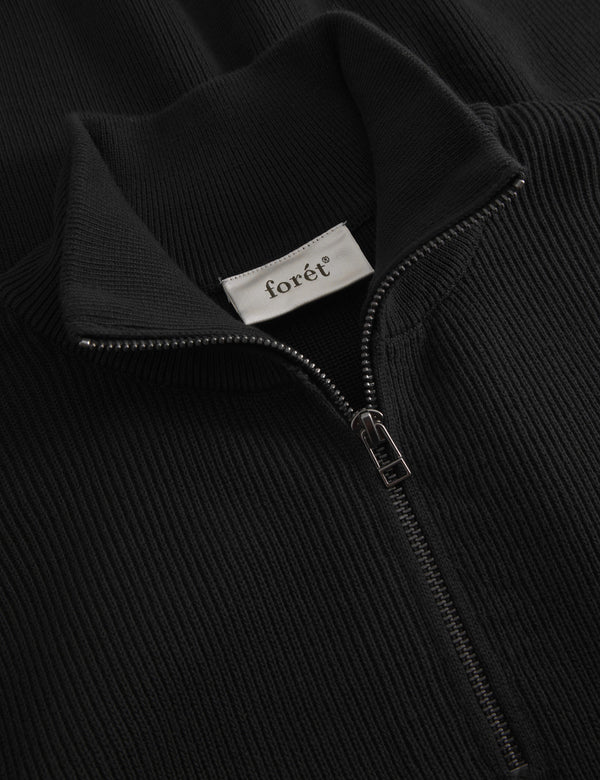 Forét DELTA RIB HALF ZIP - BLACK