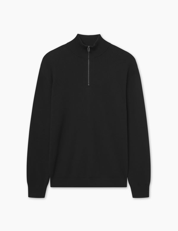 forét DELTA RIB HALF ZIP - BLACK