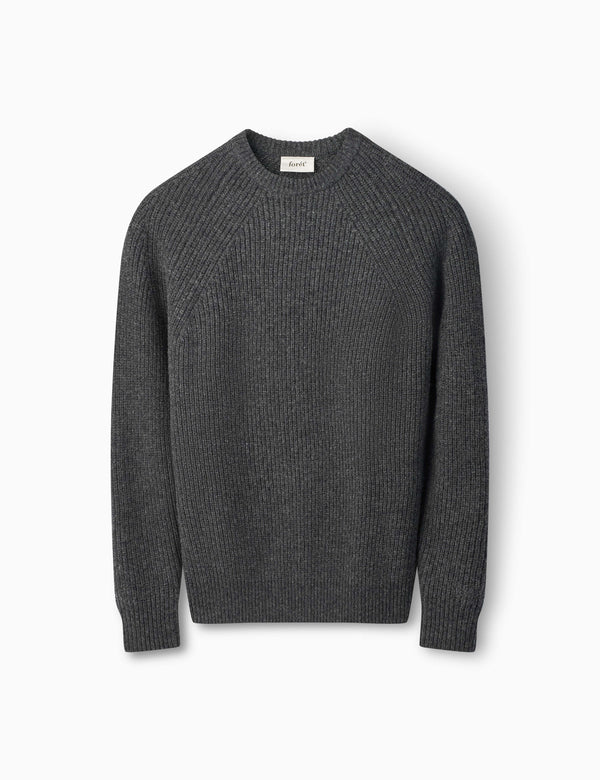 forét DELTA WOOL KNIT - DARK GREY MELANGE