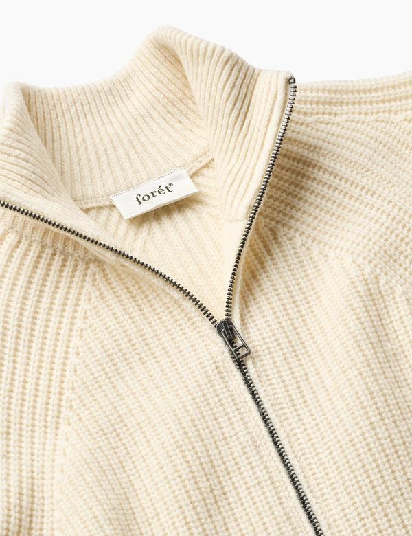 Forét DELTA WOOL ZIP KNIT - CLOUD