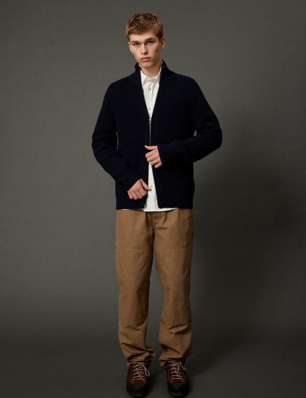 Forét DELTA WOOL ZIP KNIT - NAVY