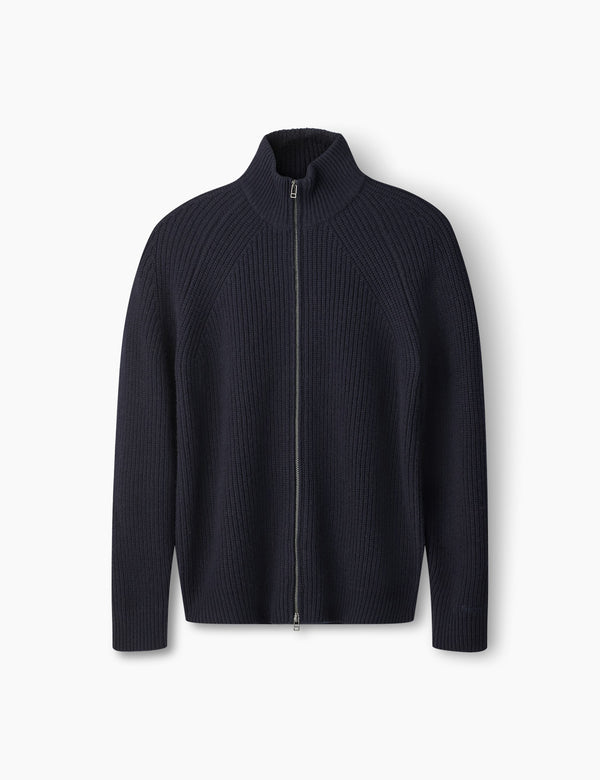 forét DELTA WOOL ZIP KNIT - NAVY