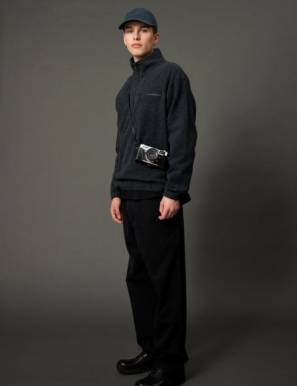 Forét ELM HALF ZIP SWEATSHIRT - DARK GREY MELANGÉ