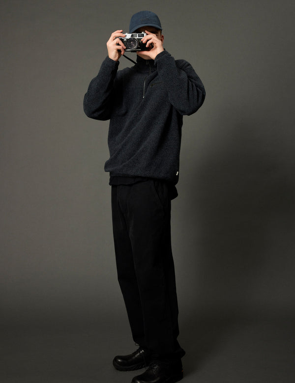 Forét ELM HALF ZIP SWEATSHIRT - DARK GREY MELANGÉ