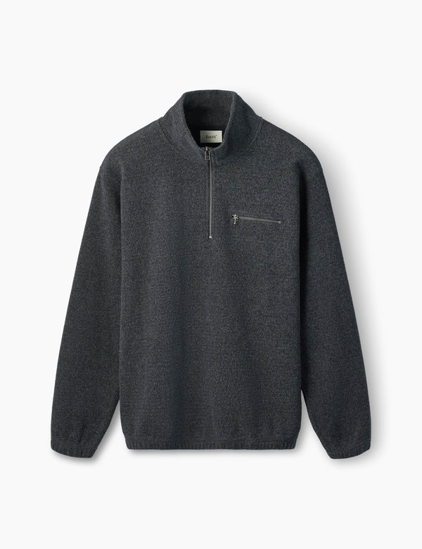 forét ELM HALF ZIP SWEATSHIRT - DARK GREY MELANGÉ