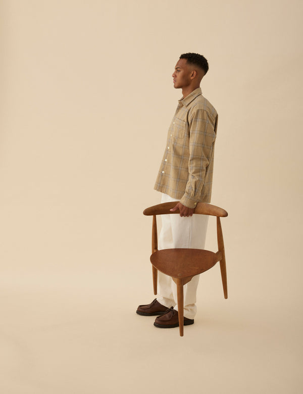 Forét FABLE CHECK SHIRT - KHAKI CHECK
