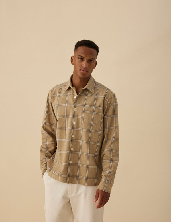 Forét FABLE CHECK SHIRT - KHAKI CHECK
