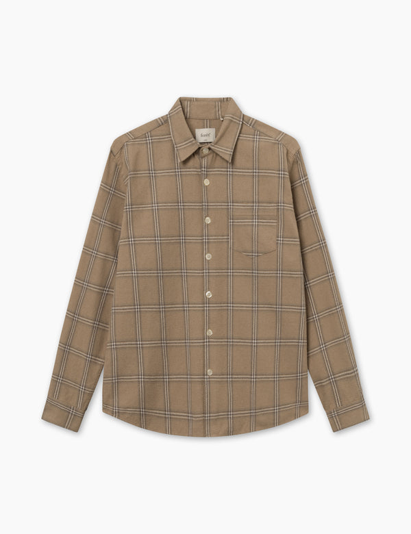 forét FABLE CHECK SHIRT - KHAKI CHECK