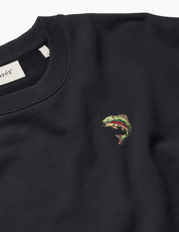 Forét FISH SWEATSHIRT - BLACK