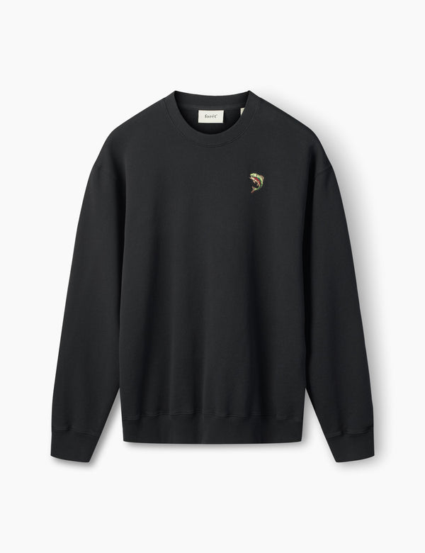 forét FISH SWEATSHIRT - BLACK