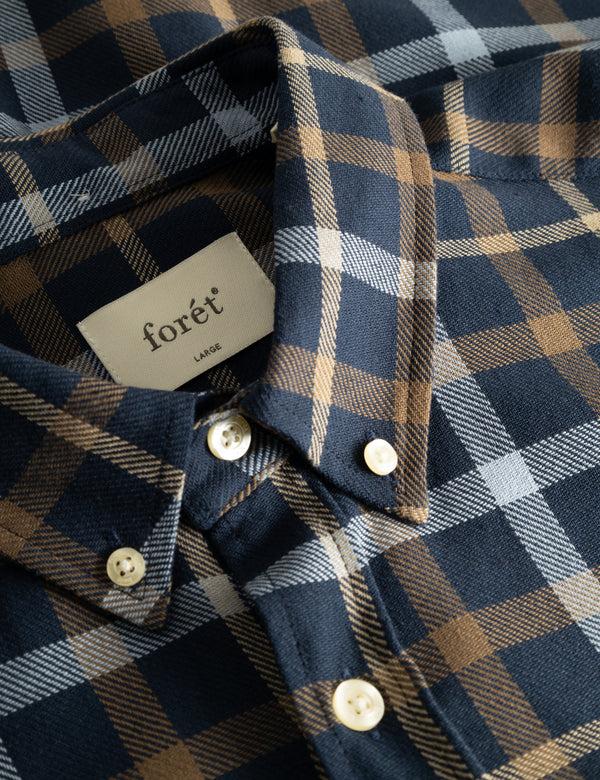 Forét GRIP CHECK SHIRT - NAVY CHECK
