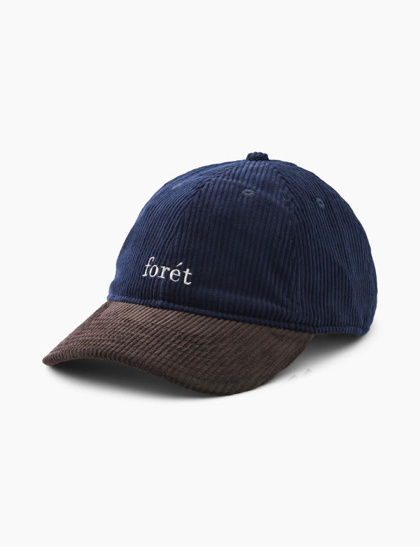 forét HAWK CORDUROY CAP - NAVY/BROWN