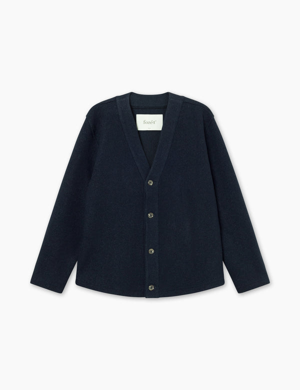 forét HILL WOOL CARDIGAN - NAVY