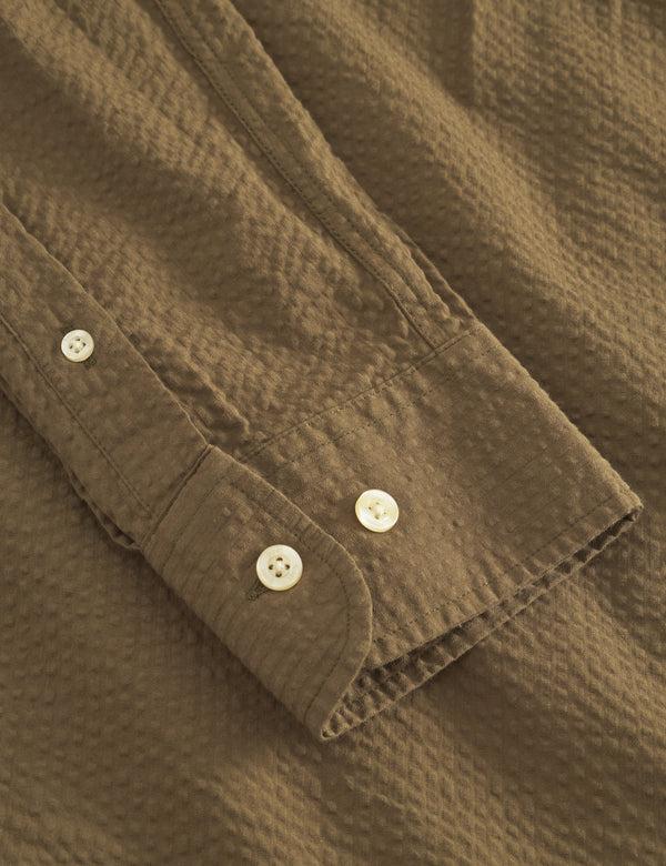 Forét HORNET SEERSUCKER SHIRT - ARMY