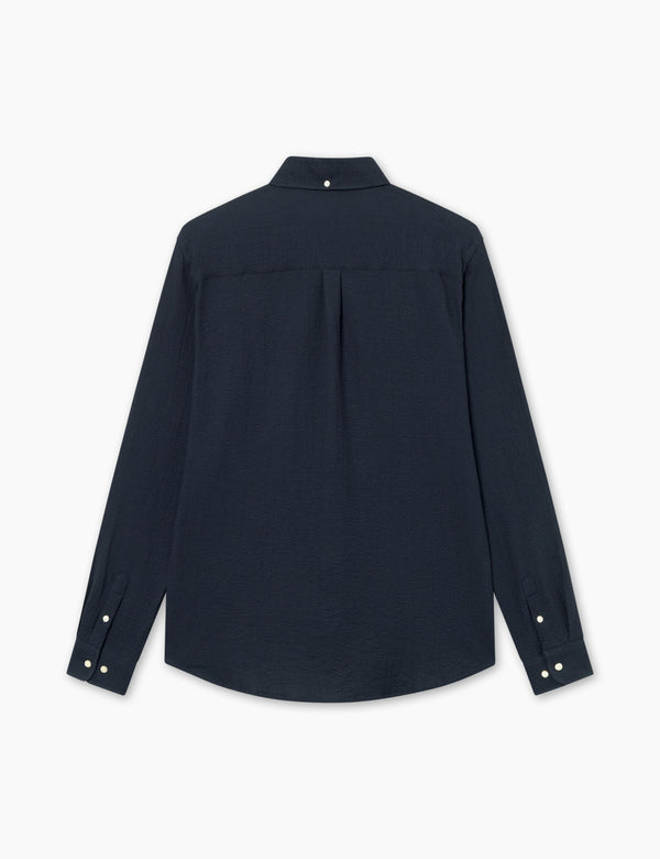Forét HORNET SEERSUCKER SHIRT - NAVY