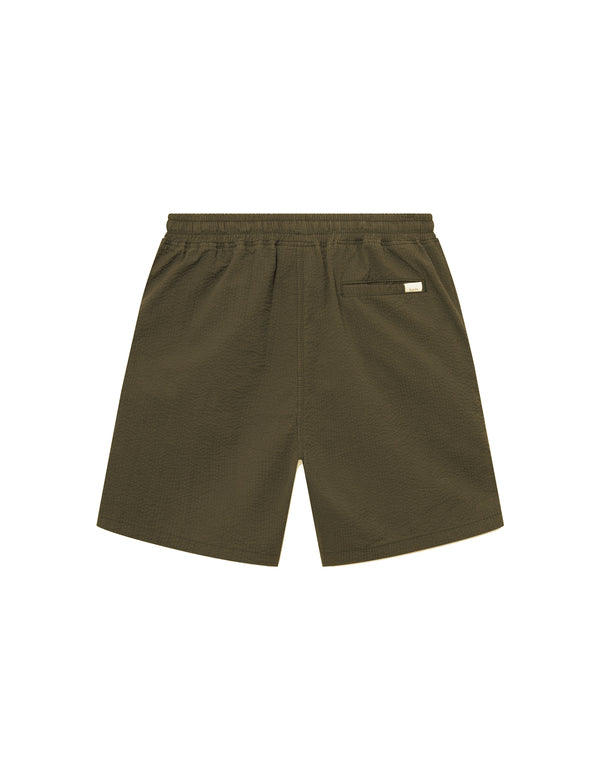 Forét HUSH SEERSUCKER SHORTS - ARMY