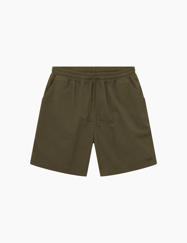 forét HUSH SEERSUCKER SHORTS - ARMY