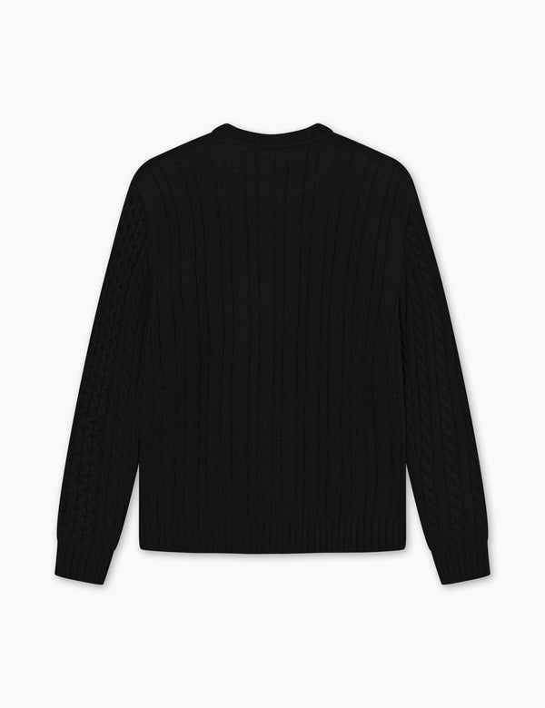 Forét HYBRID CABLE CARDIGAN - BLACK
