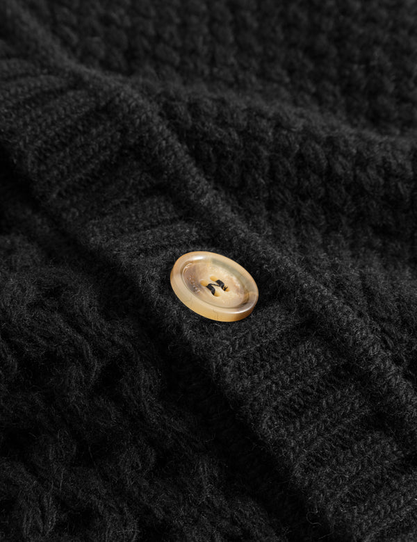 Forét HYBRID CABLE CARDIGAN - BLACK