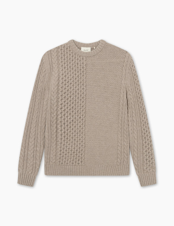 forét HYBRID CABLE KNIT - KHAKI