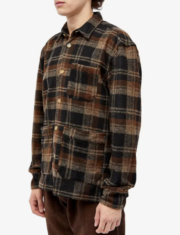Forét IVY WOOL OVERSHIRT - BROWN CHECK