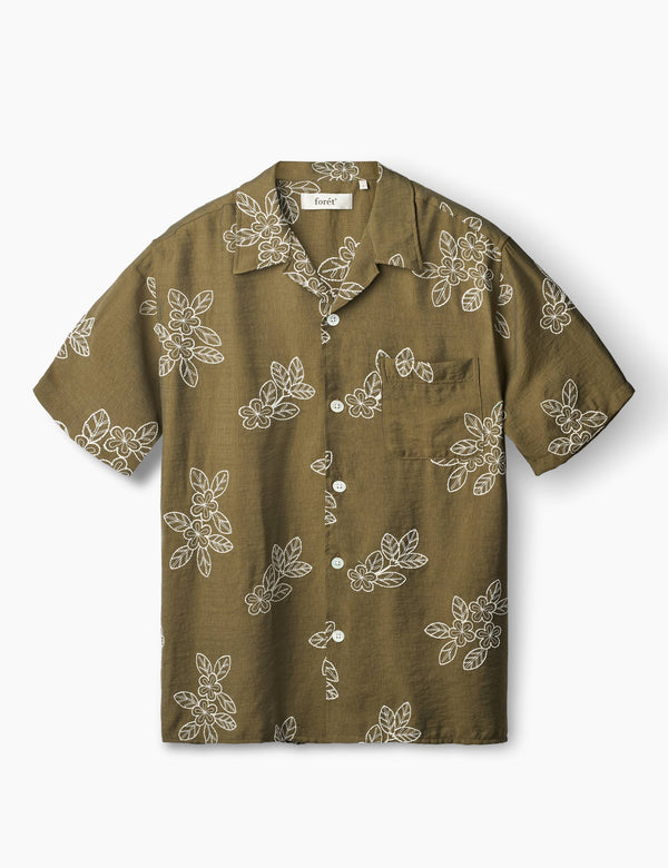 forét LEO EMBROIDERY SHIRT - ARMY