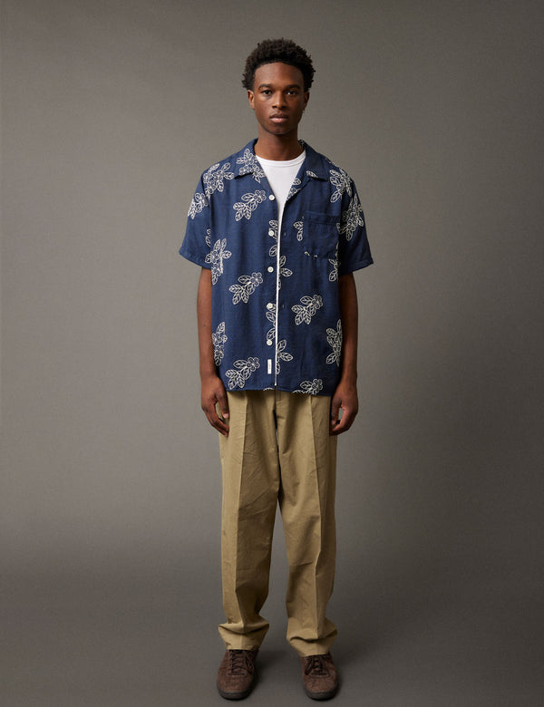 Forét LEO EMBROIDERY SHIRT - NAVY