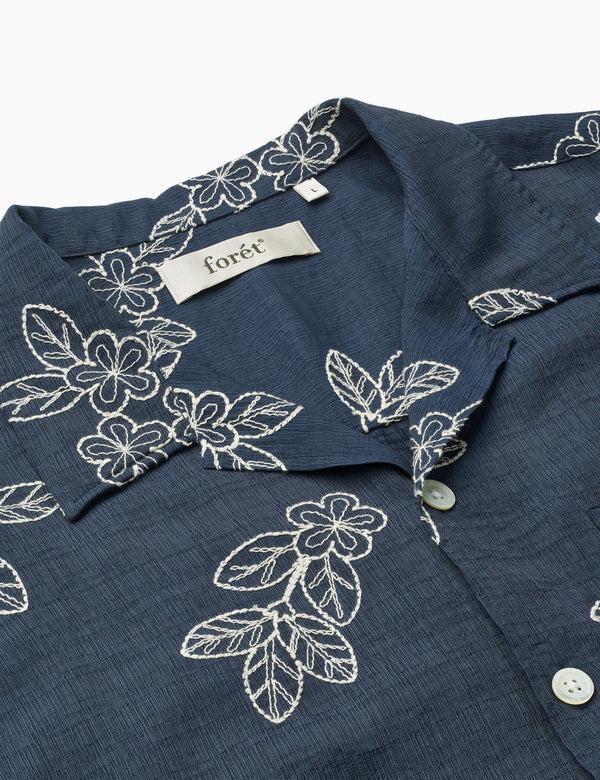 Forét LEO EMBROIDERY SHIRT - NAVY