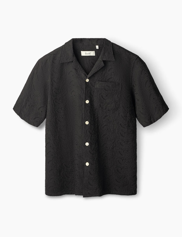 forét LEO PAISLEY SHIRT - BLACK