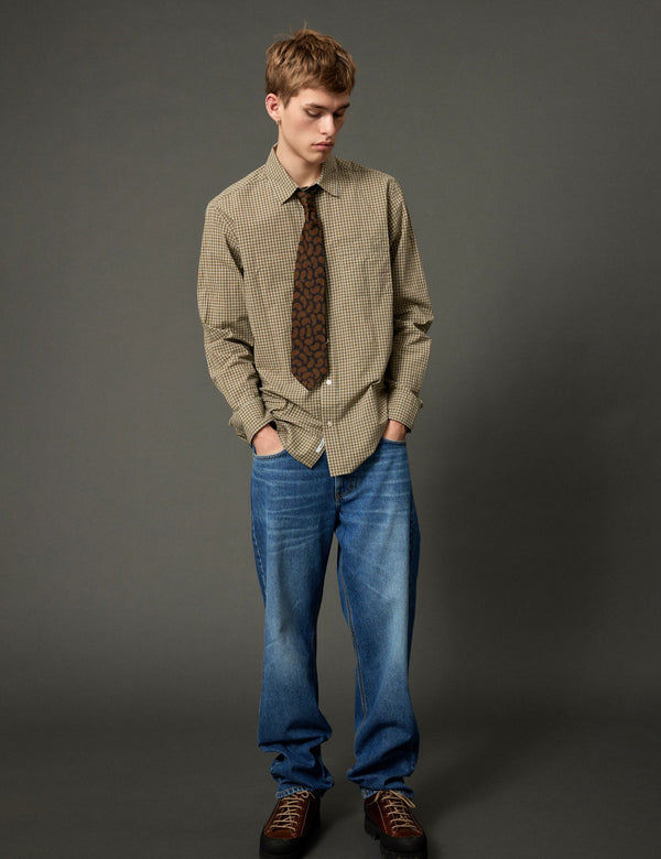 Forét MAPLE POPLIN SHIRT - ARMY/CLOUD