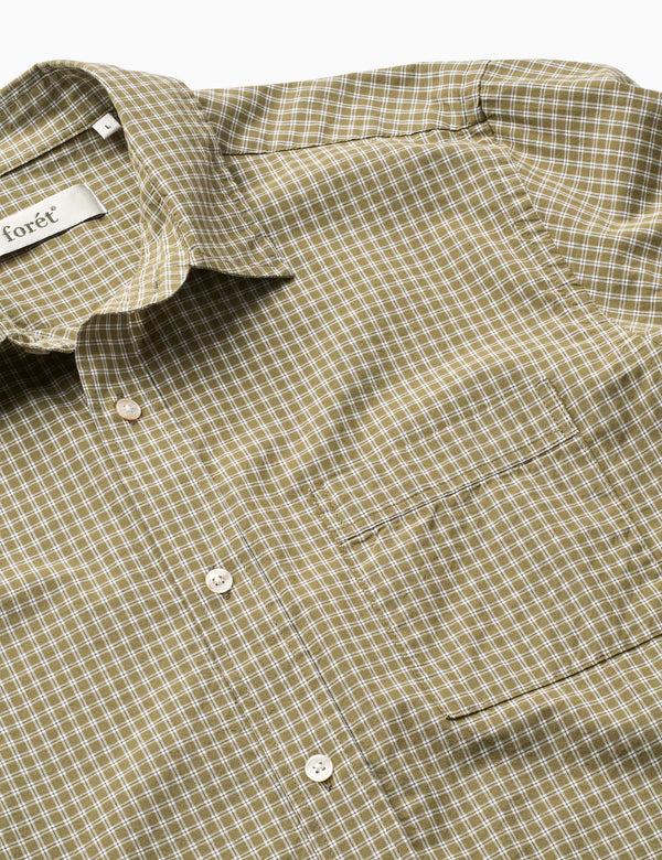 Forét MAPLE POPLIN SHIRT - ARMY/CLOUD