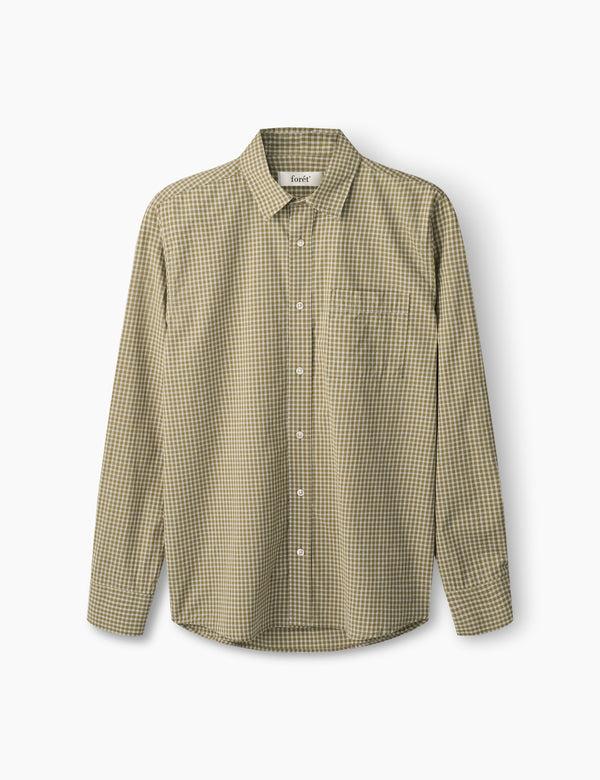 forét MAPLE POPLIN SHIRT - ARMY/CLOUD